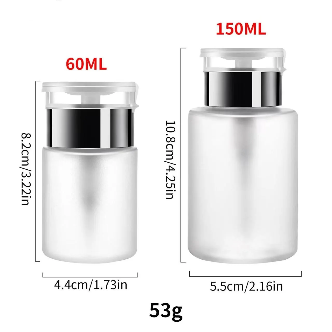60/150/180/250ml Nail Refillable Bottles Empty Press Pump Dispenser Nail Art Polish Remover Cleaner Makeup Bottle Manicure Tool