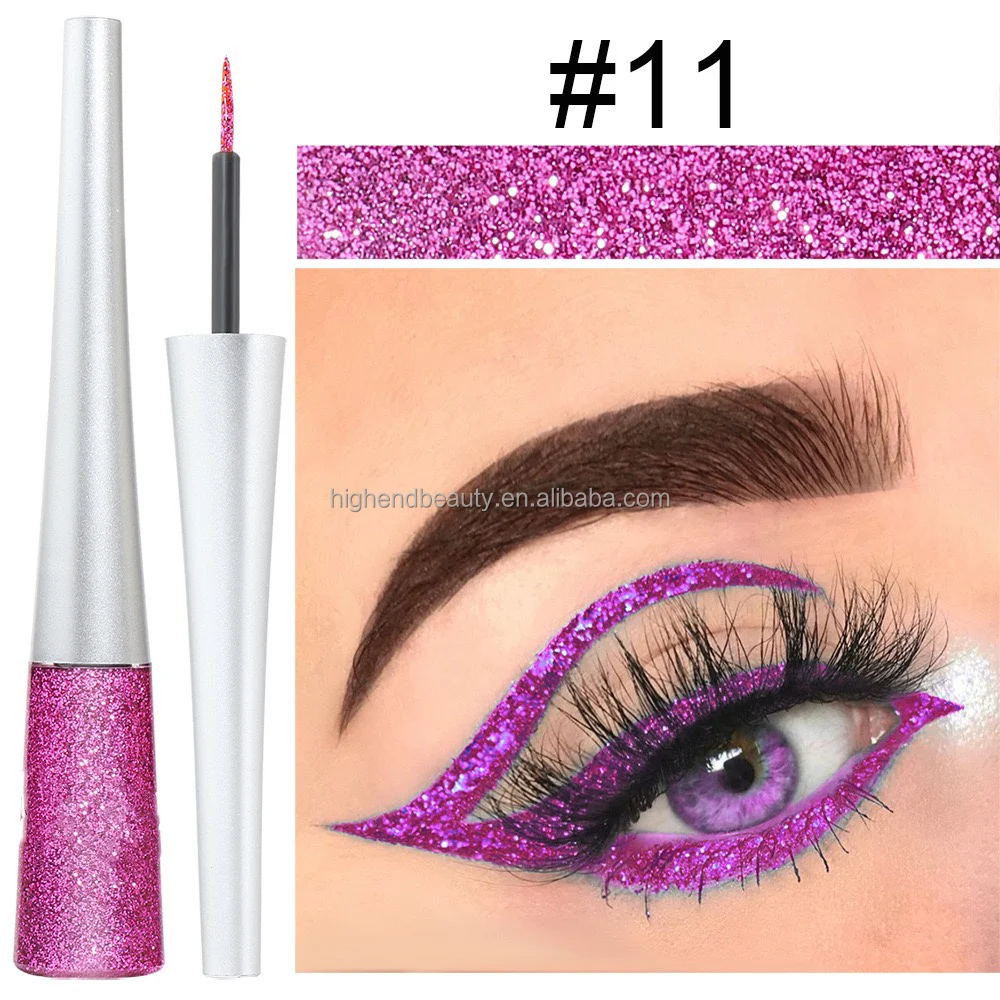High quality waterproof eye liner private Label liquid 12 color glitter Eyeliner matte neon rainbow color eyeliner pencil