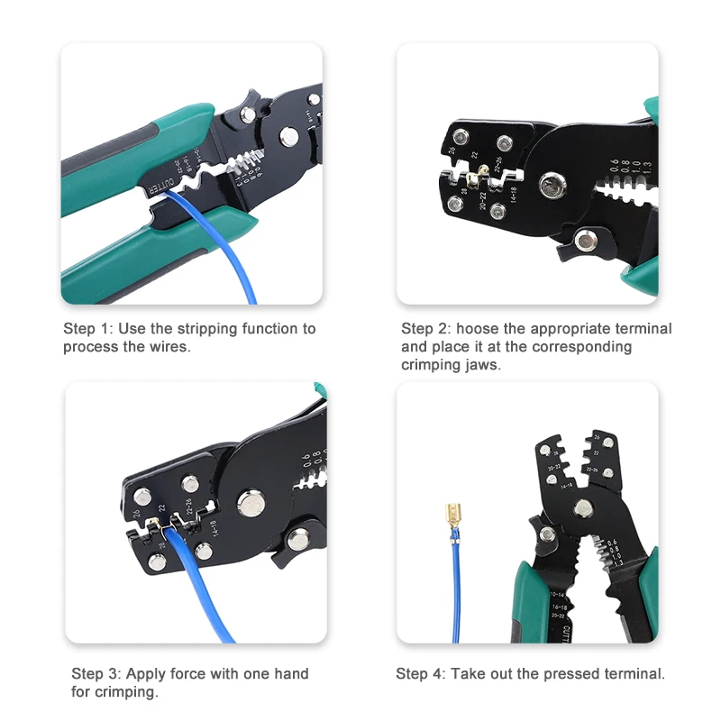 Mini 170mm HS-202B Tool Pliers steel pipe Cold Press Clamp Wiring Terminal Cutters Telephone Plug Crimping Pliers