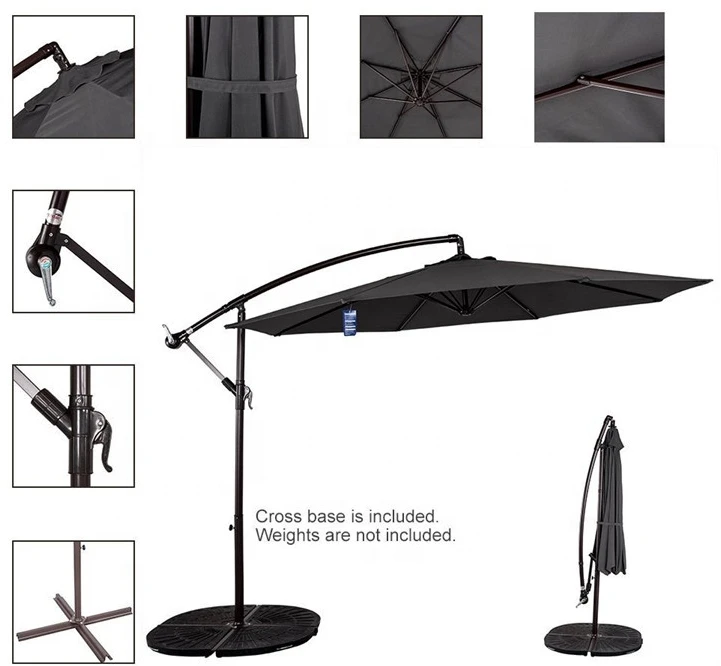 Outdoor Aluminum Luxury Garden Patio Parasol Villas Umbrella Table Umbrella Easy Folding Sun Umbrella for Hotel Restaurant