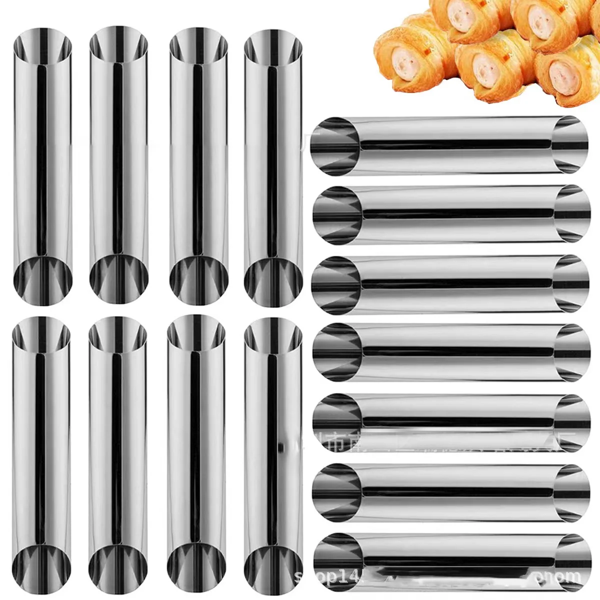 15 pcs Non-stick Stainless Steel Baking Cones Pastry Roll Horn Croissant Mold Cream Cannoli Tubes