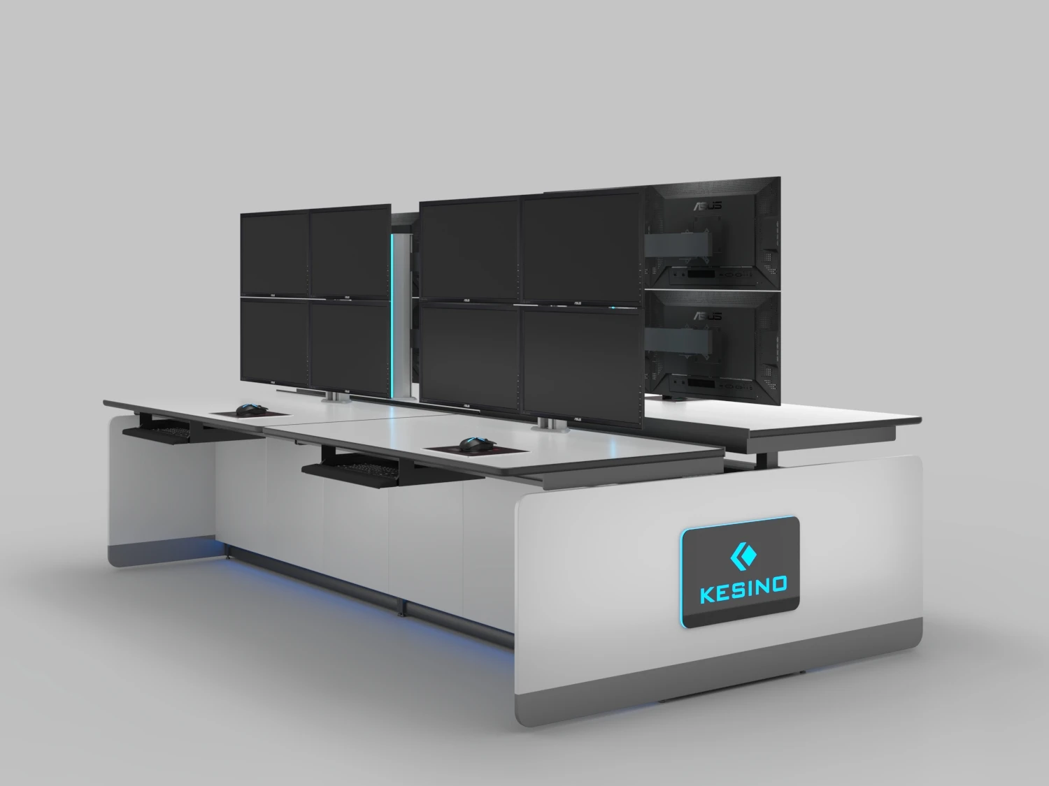 KCE series lifting column sit-stand adjustable console financial emergency command center dispatch desk with monitor stand