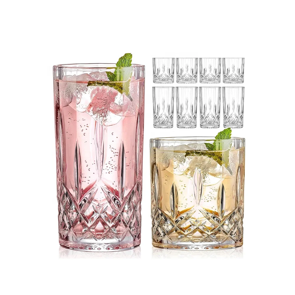 Shot Glass Cup Rocks Glassware Lowball Clear Whiskey Glass Classic for Whisky Cocktail Party