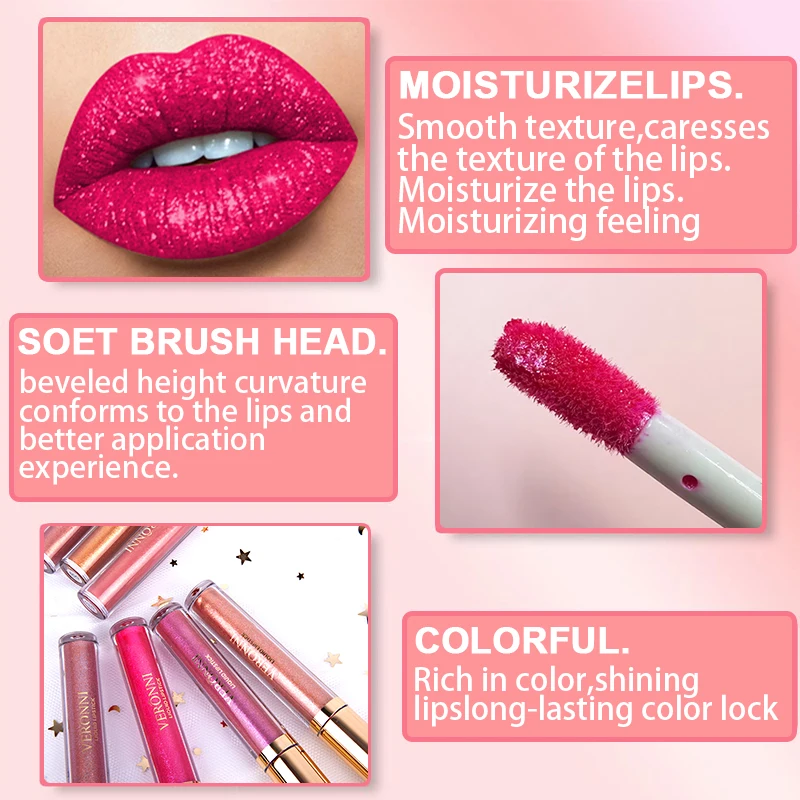 Diamond lip gloss 10pcs/Set Velvet non-stick cup Lipstick 24HR Lasting Finish Liquid Lipstick Lip Gloss set Makeup Cosmetic