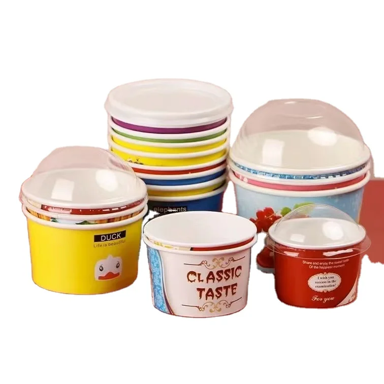 Custom Printed Disposable Ice Cream Paper Cups, Frozen Yogurt Cup Paper Ice Cream Tubs