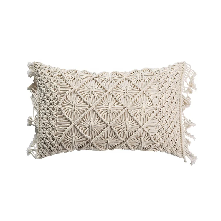 2022 New high quality boho bohemian style home decorative pillow case cover hand made cotton woven macrame cushion covers decor
