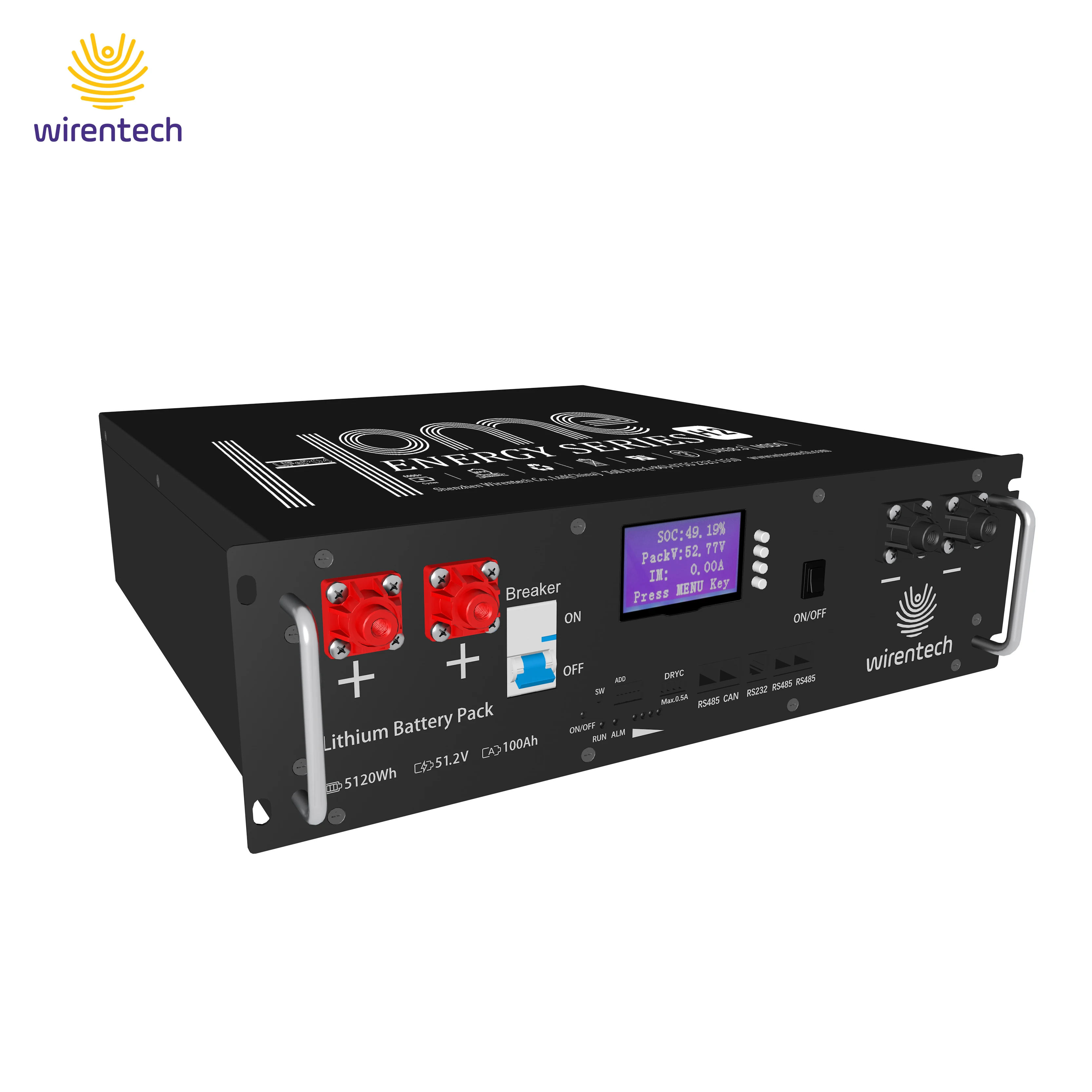 UL1973 UL9540A LA stock 51.2V 100AH 5kwh rack mounted lithium iron phosphate battery for home energy storage 10 years warranty