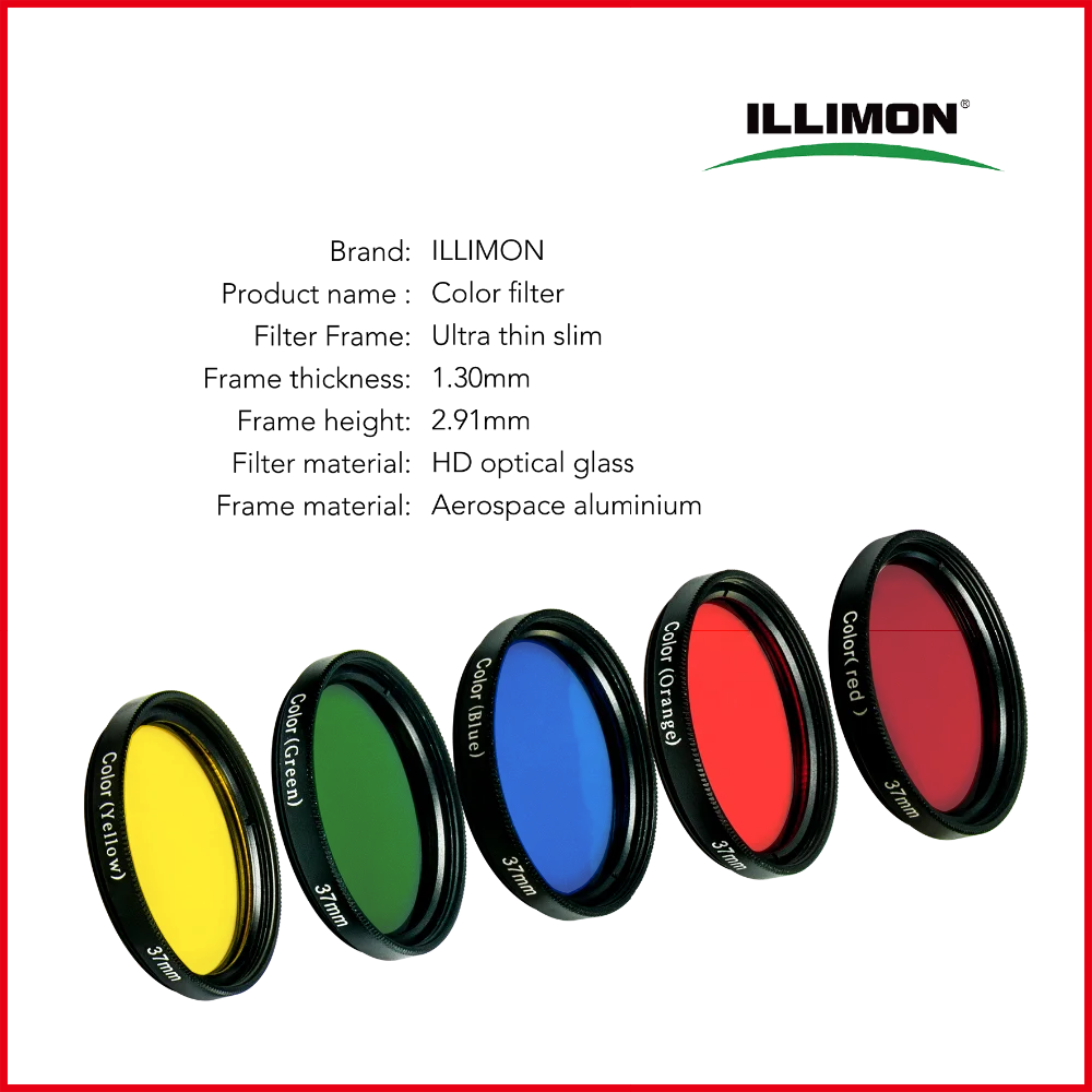 ILLIMON 37mm Optical Filters For Projector Different Sizes Of Flashlight Color Filter