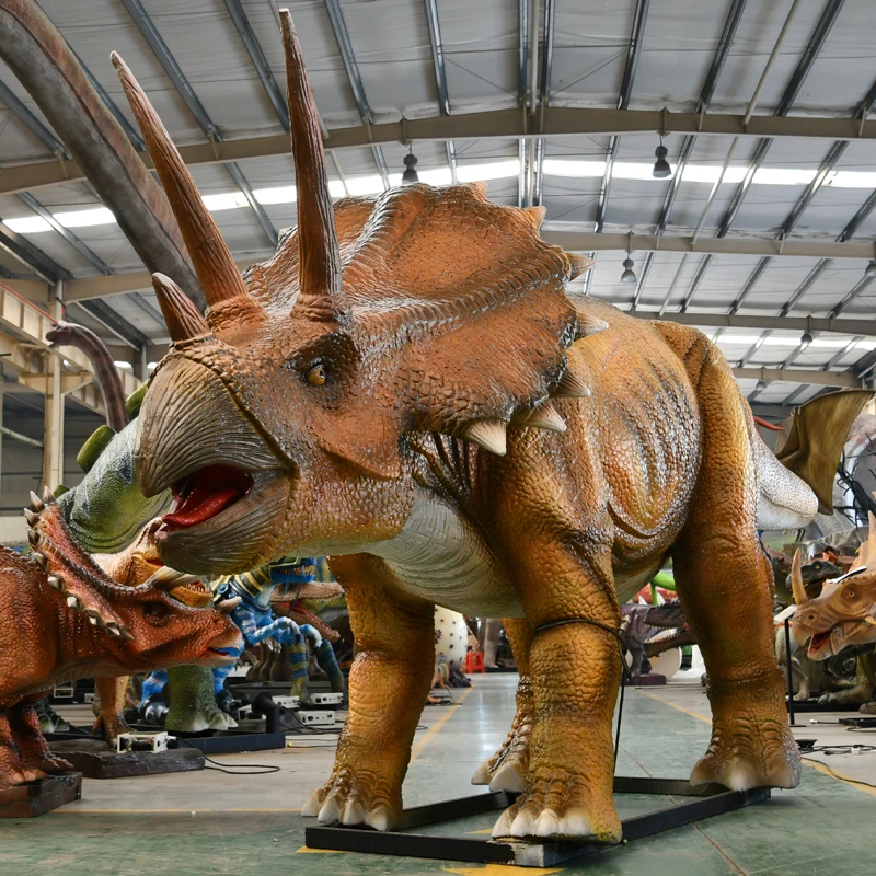 SGAD145 Zoo park robotic lifesize realistic dinosaur model animatronic triceratops dinosaur for sale