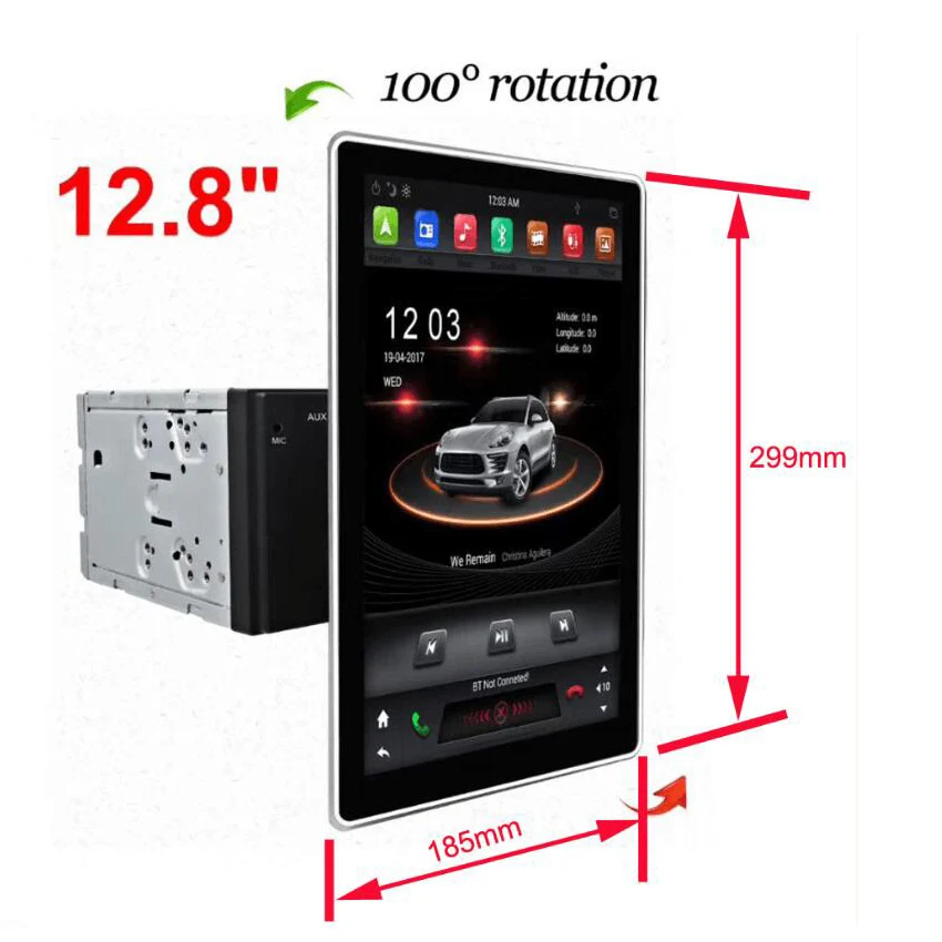 Автомобильная система gps-навигации KANOR, универсальная система gps-навигации с вертикальным экраном 12,8 дюйма в стиле tesla 2 din на android 360 с вращением на 9,0 градусов