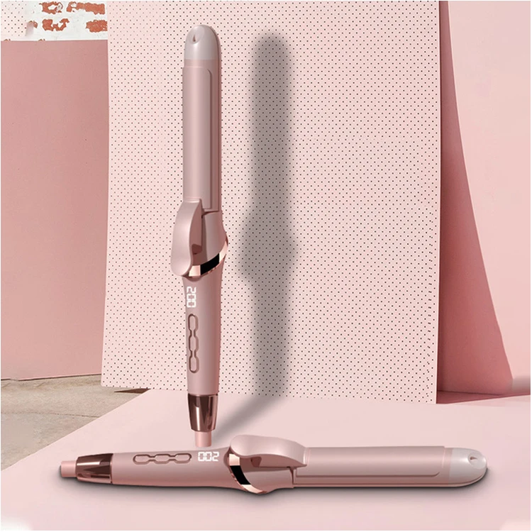 The Most Popular Pink 360 Degree Rotating Wire Rotation Hair Curler Ceramic Ionic Lcd Curling Iron Hair Waver Hair Styling Tools