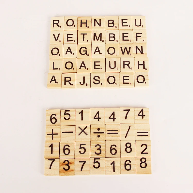 
Wooden Alphabet Tiles Black Letters Numbers For Scrabble Kid Child 