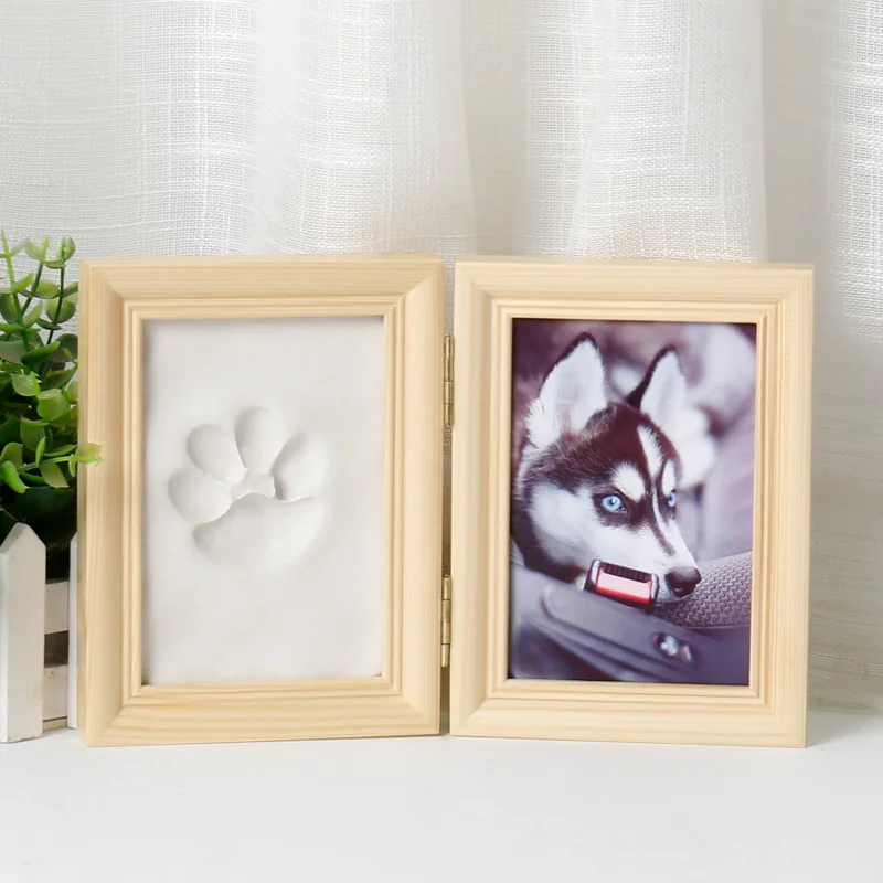 New Baby hand and footprint kit clay 2 opening picture frame for Pet Dog Cat New Mom Gifts baby keepsake ink pad for kids
