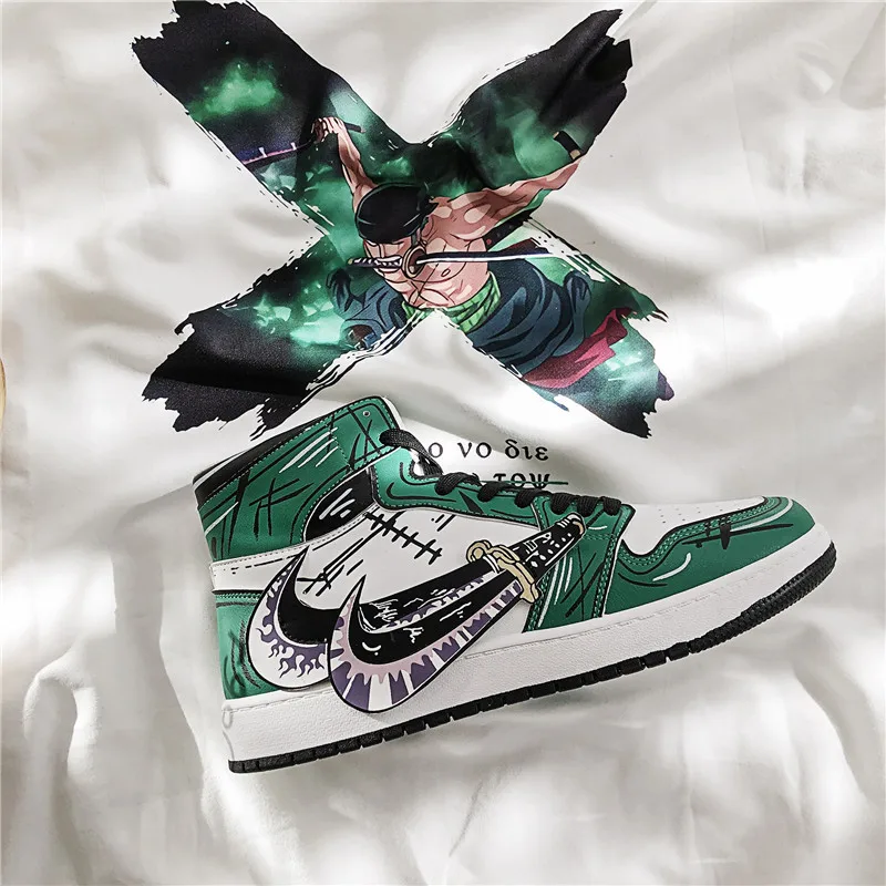 
Anime Demon Slayer Air Forced One High Heel Shoes Male Autumn Winter Plus Velvet Warm Shoes 