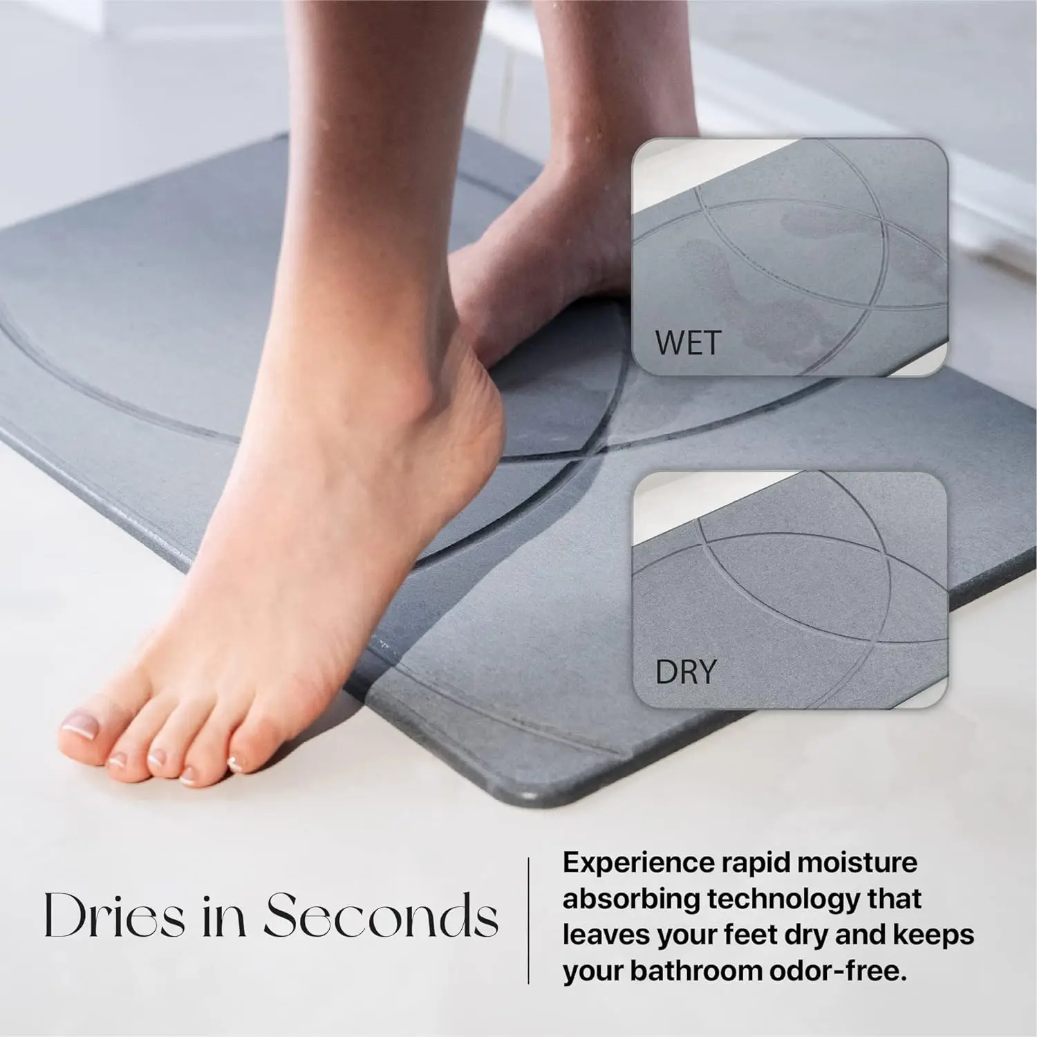 Fast Water Drying Super Absorbent Non-Slip Diatomite Earth Bath Mats Stone Bath Mat for Bathroom