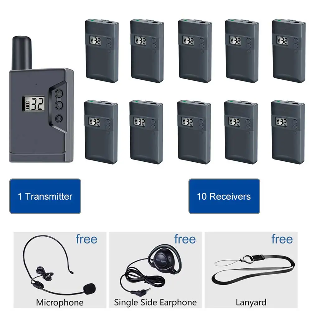Wireless tour guide system acoustic system long distance wireless receiver