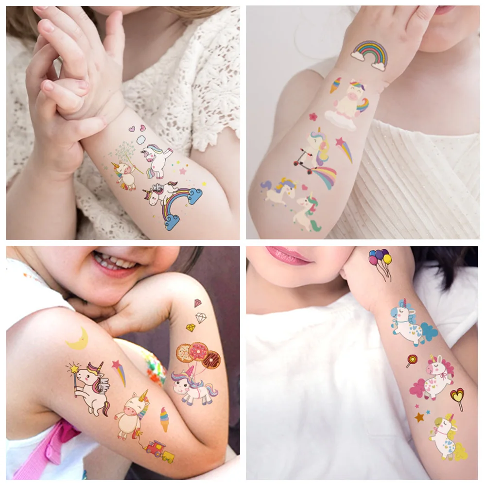 
WS-A Unicorn Tattoo Sticker Cartoon Animal Cute Child Waterproof Sticker 