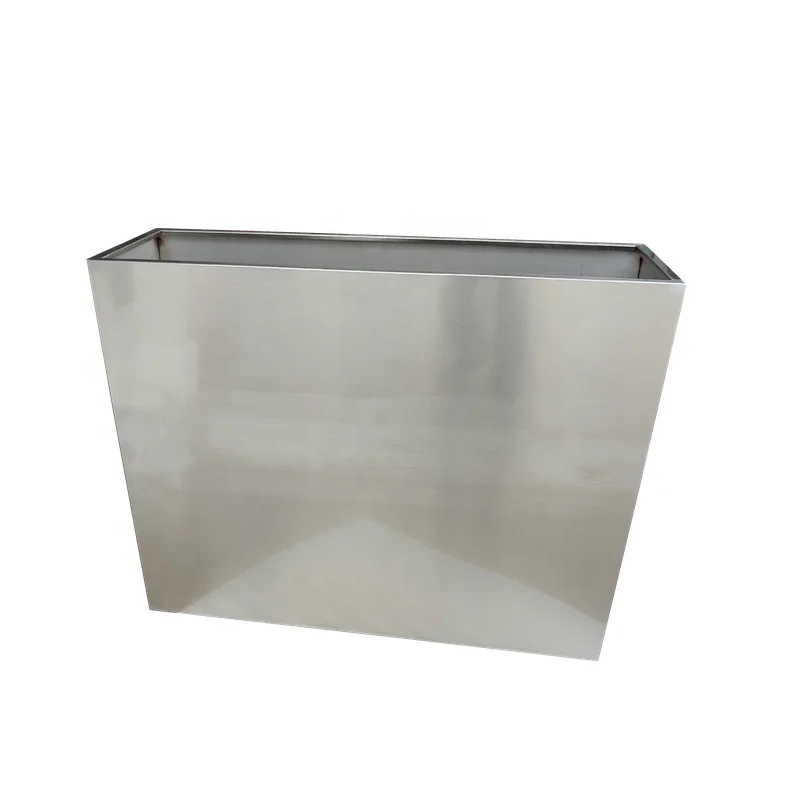 outdoor garden street furniture large rectangular metal planter outside aluminium plant box stainless steel flower pot