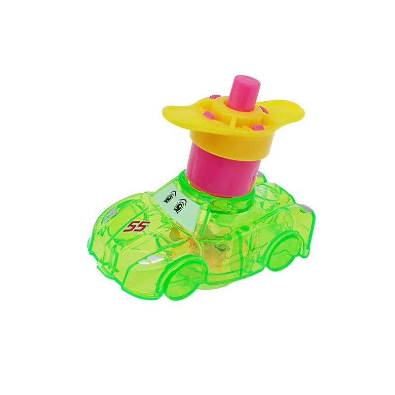 Kids Spinning Top Car Shaped Gyro Small Plastic Gyroscope Light Up Flashing Toys