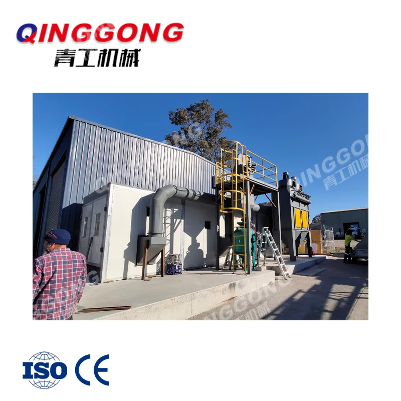 large welding steel structure and shipyard motor shell big workpieces derusting sandblasting room