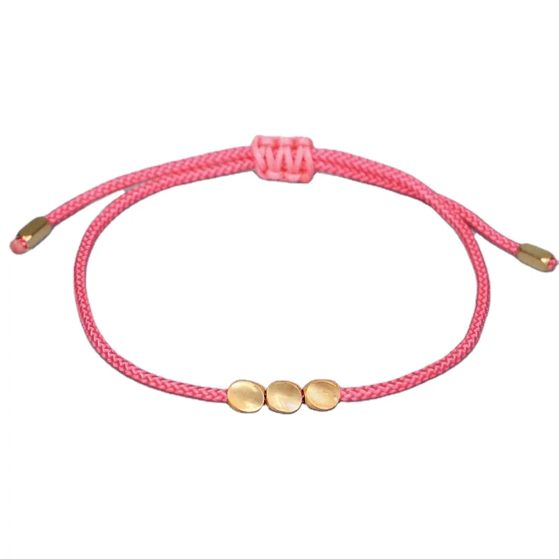 Popular Hand-Woven Red Rope Bracelet Creative Irregular Copper Beads Black Rope Bracelet