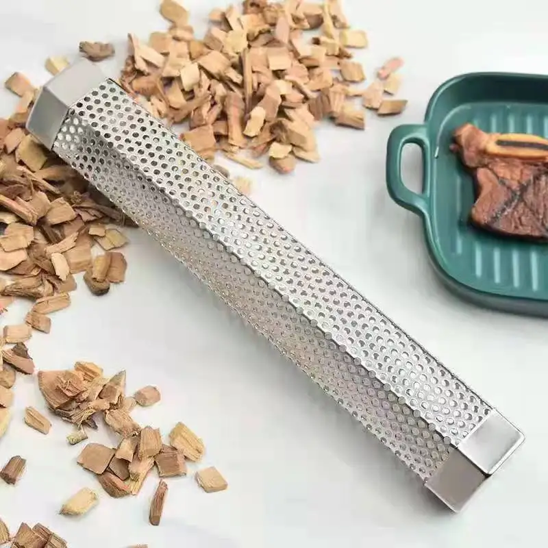 Diamond shaped stainless steel barbecue smoke pipe12 6 inch stainless steel bbq grill pellet smoker tube