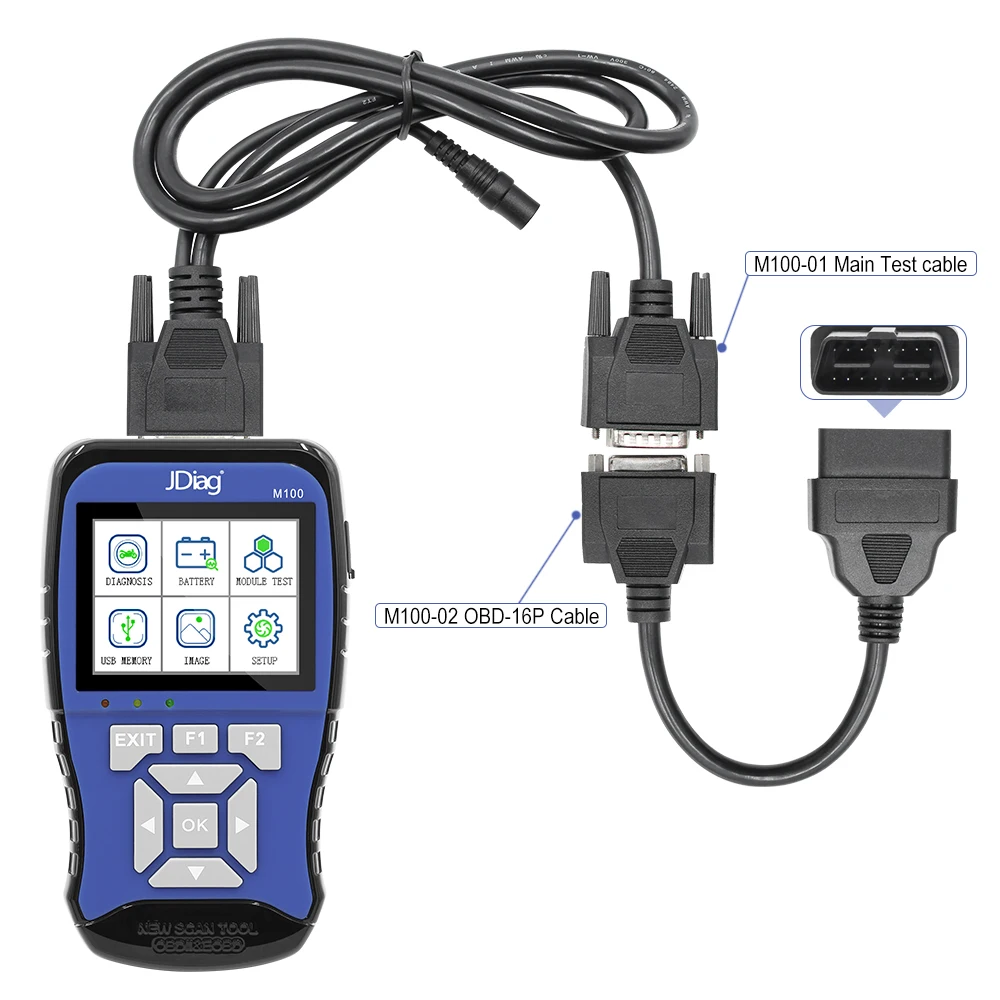 JDiag M100 Universal Motorcycle Scanner Diagnostic Tool 12V Battery Tester Intelligent Dual System Motobike Scan Tool