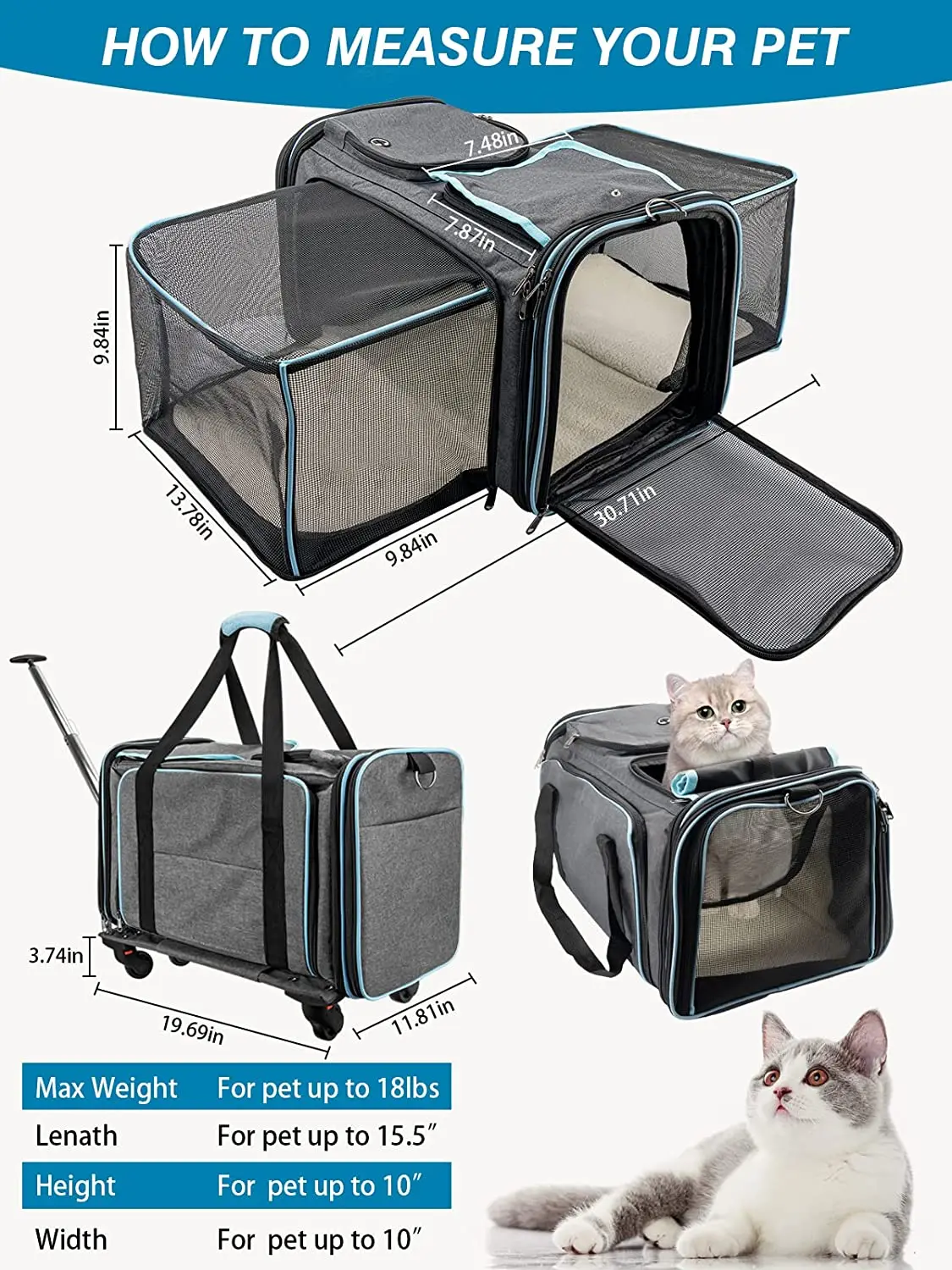 JW PET rolling travel airline approved dog carrier,pet carrier with wheels,rolling pet carrier  outdoor