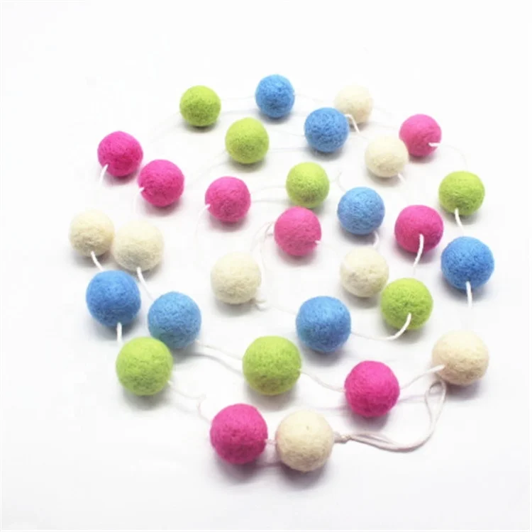 
Amazon top seller 2020 Felt Ball Garlands christmas wool felt ball garland 