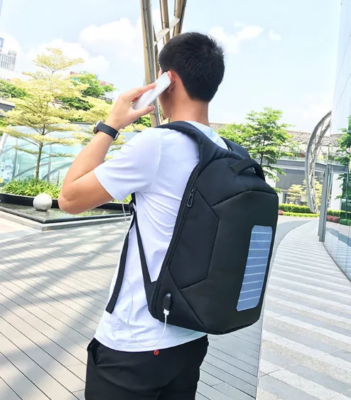 Factory wholesale travel waterproof laptop usb solar power panel charger backpack