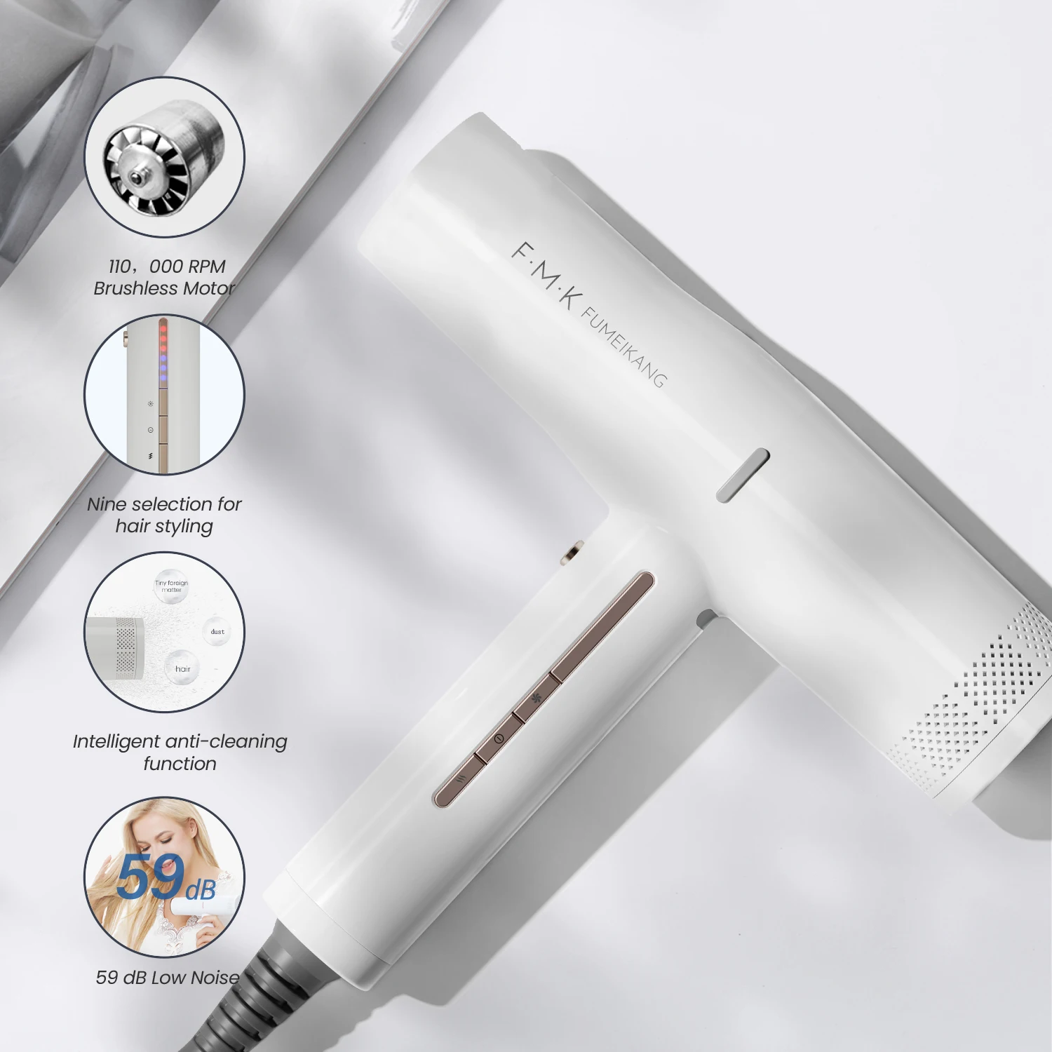 High Speed Brushless Motor Premium Strong Wind Blowing Ionic Manufacturer Hair Dryer With 110,000 RMP