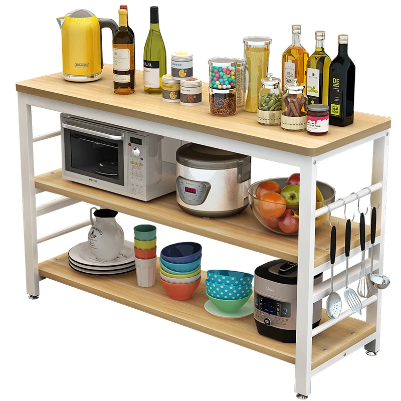 Multi-layer Microwave Oven Rack Rectangular Small Long Custom-made Floor Multi-function Vegetable Cutting Table Kitchen Rack