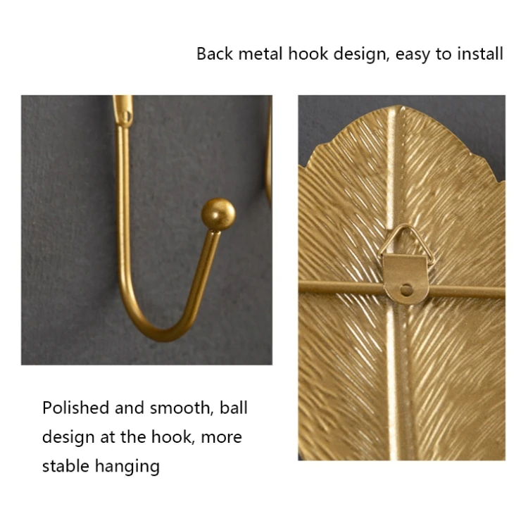 Golden Home Decor Metal Leaf Shape Kitchen Hook Door Wall Wardrobe Clothes Bag Key Scarf Hanger Decoration Multi-Purpose Hooks