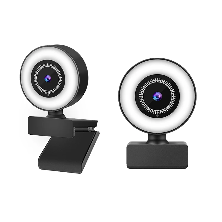 Webcam Built-in Ring Light Conference Video Computer Full Hd Web Camera with Noise-cancelling Microphones 720P 1080p 2K USB CMOS