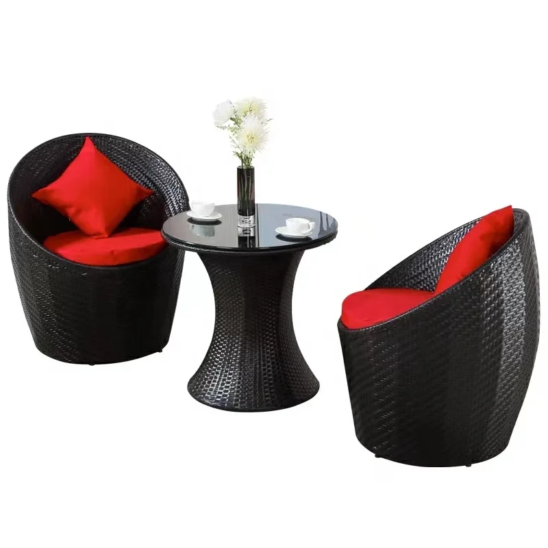 Modern outdoor furniture Nordic garden cane rattan chair and table set round coffee chair