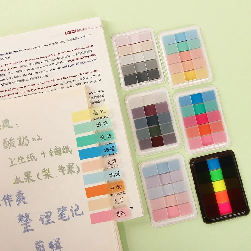 Customized Logo Clear Memo Pad Page Index Tabs Macaron Color Extractable Page Index Stickers Translucent PET Page Makers