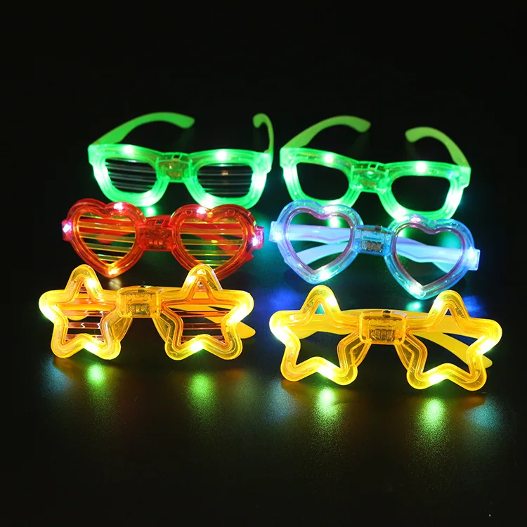 Wholesale Led Heart Star Shutter Party Glasses Light Up Flashing Kids Glasses Promotional Flashing Gift Party Glasses