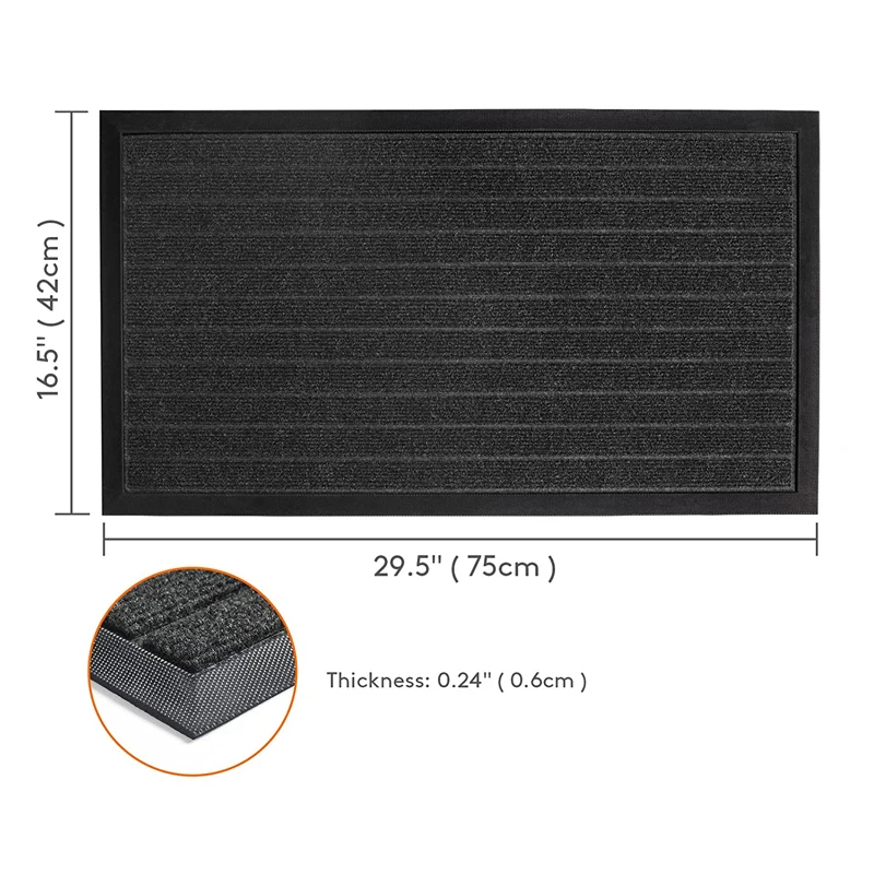 Hot selling polyester fiber floor door mat water absorbent floor double ribbed door mat rugs with non slip rubber backing