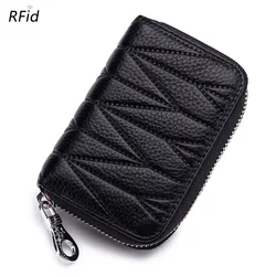 2022 Hot Sell RFID Blocking Zipper Woman Female Cash Genuine Leather  Card Holder For Man And Woman