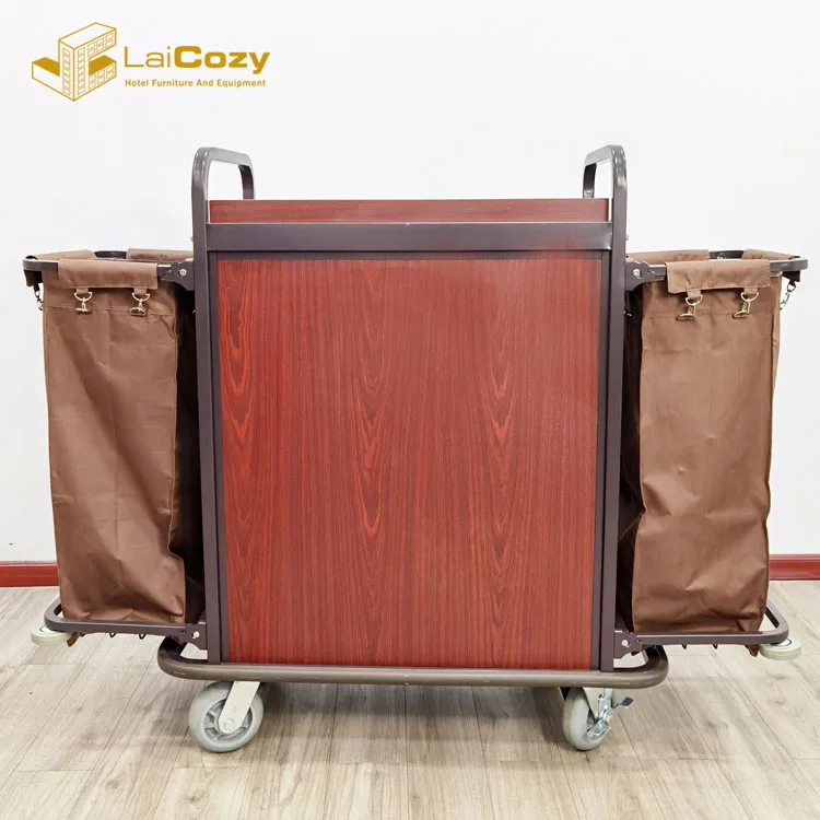 Hot Sale Hotel Room Service Housekeeping  Maid Cart Metal Cleaning Trolley
