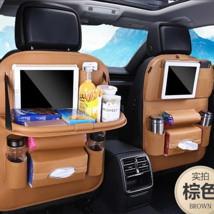  Manufacturers Custom wholesale best selling high quality easy installing Car seat back Organizer storage bag with table