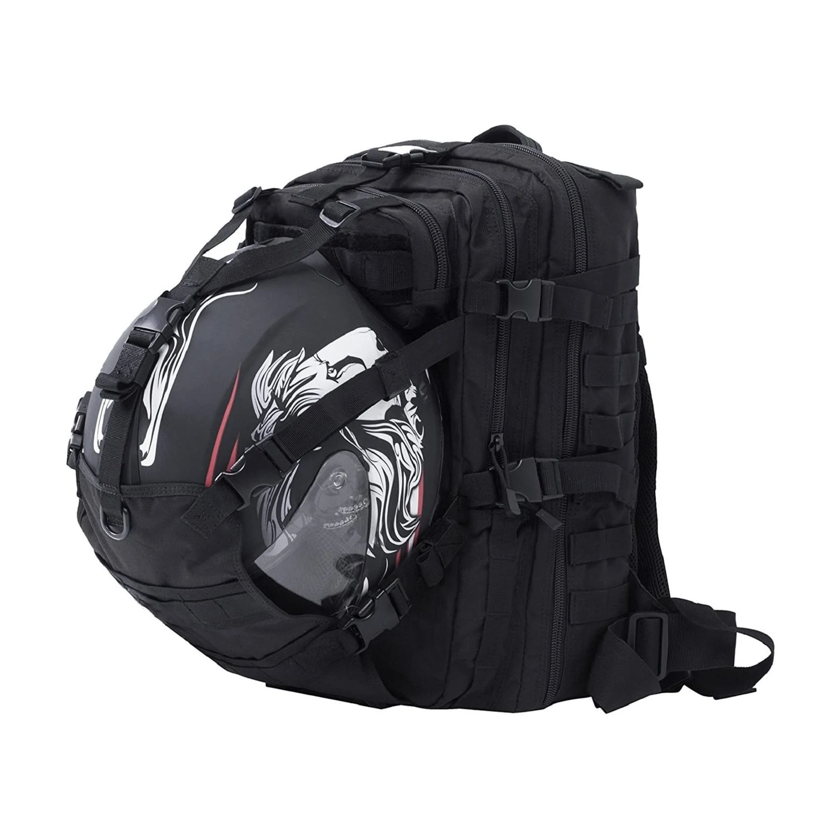 Черный водонепроницаемый вместительный рюкзак на заказ подходит для поддержки мотоциклетного шлема и хранения велосипедного шлема