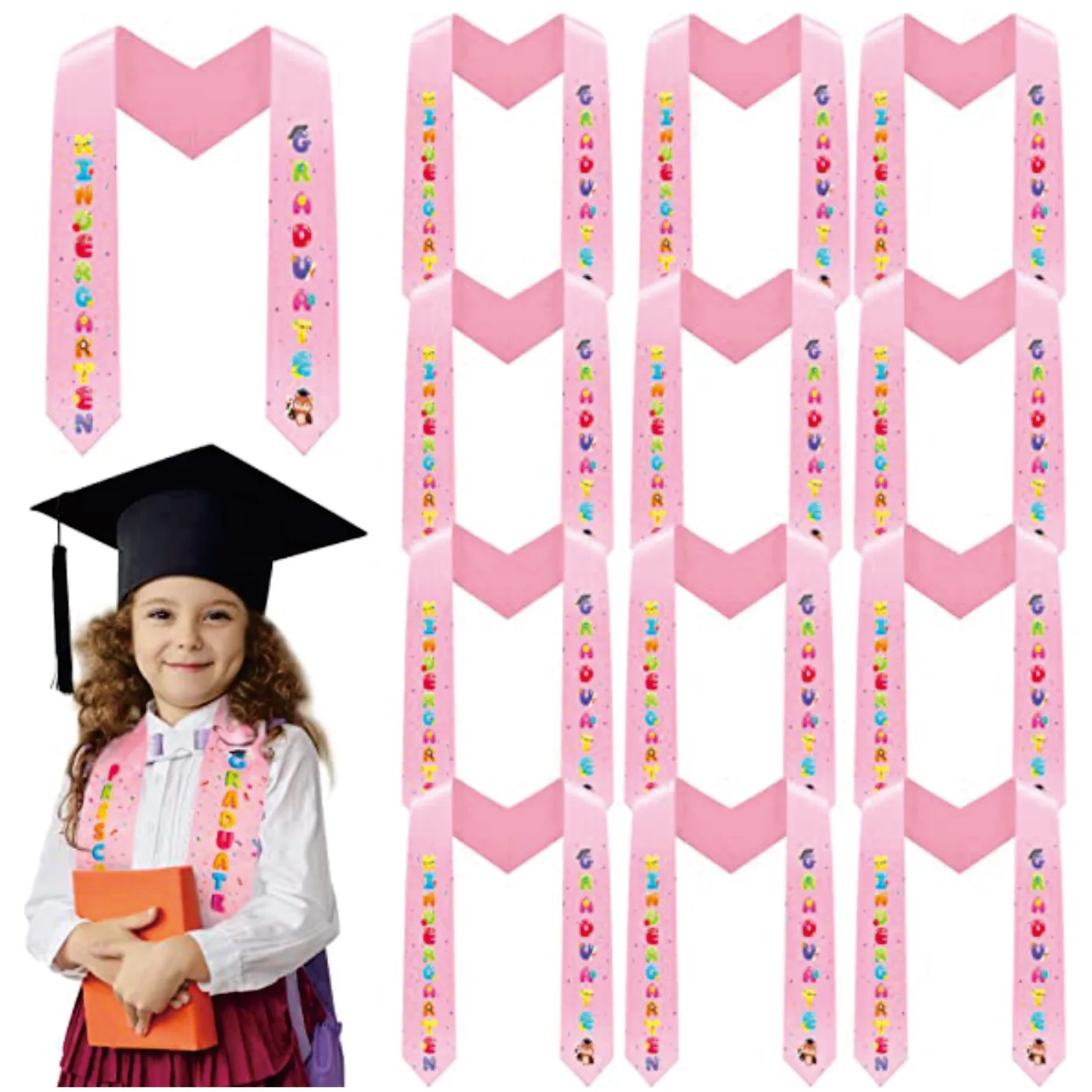 Kids Graduation Stole Sash Preschool Kindergarten Printed Word