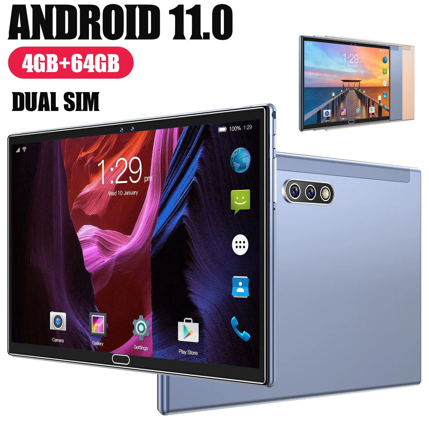 Hot sale Tablets  Android 11.0 Tablet PC 10.1 Inch 4+64GB Wifi  Android tablet PC pad