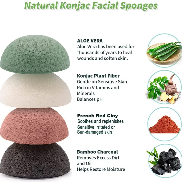 Private Label Konjac Sponge Organic,Face Cleansing Makeup Remover Exfoliating Konjac Beauty Sponges