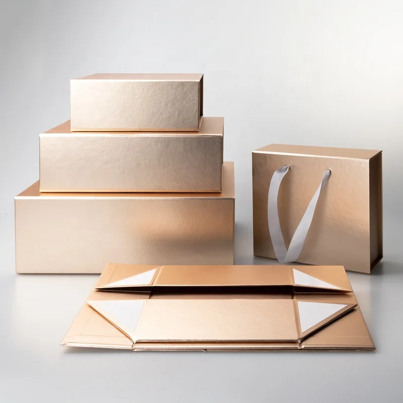 Wholesale One-piece Fold Box Small Batch Magnet Clamshell With Hand Gift Packaging Empty Folding Gift Box