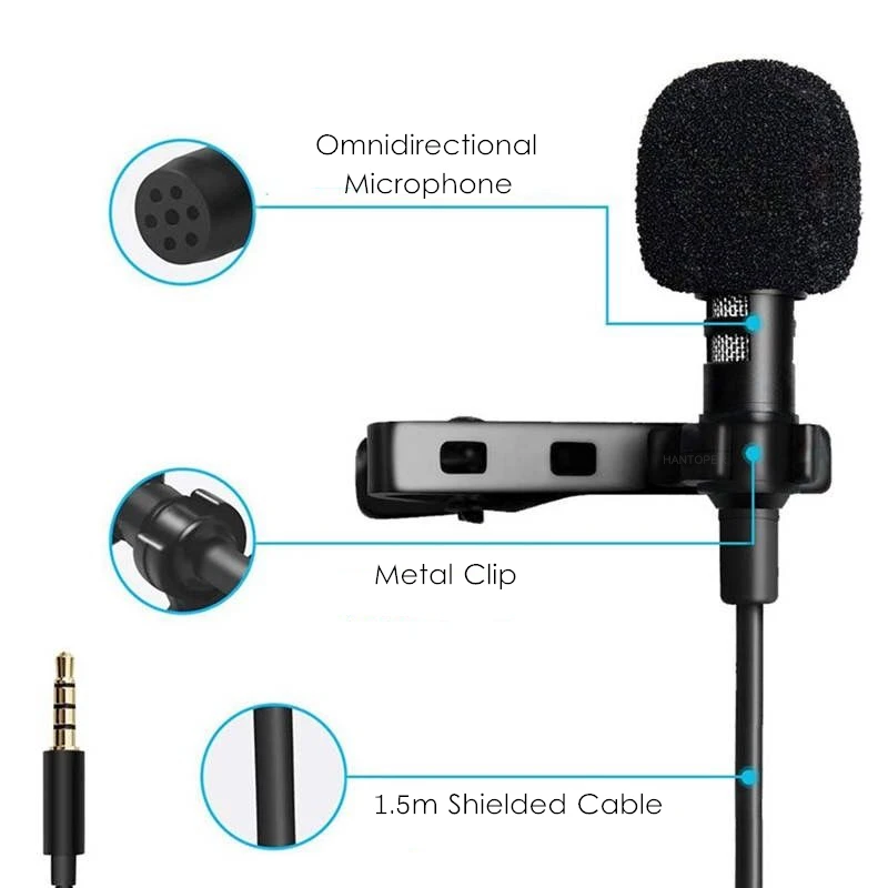 newest portable 3.5mm/35mm wired mobile lavalier lapel external microphone 35 for smartphone electret phones recording