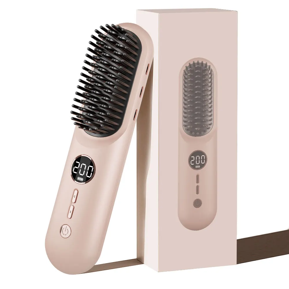 PRITECH anti-scald comb teeth wireless rechargeable mini hair straightener comb