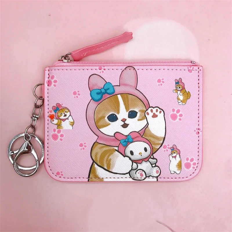 JM Cute Melody Cinnamoroll Shark Pu Wallet Coin Purse Cartoon Anime My Pompom Keyring Card Bag Mini
