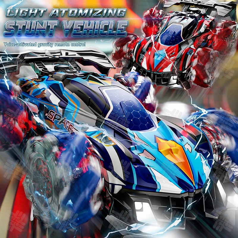 KW 2.4G 4WD 360° Rotary Spray Drift Twin Remote Control car Toys with Lights and music Birthdays Gift Toys for boys